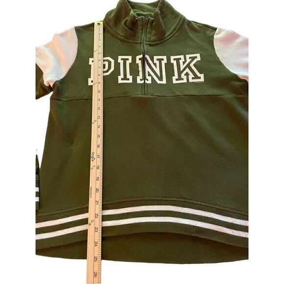 Victoria Secret Pink Olive Green 1/4 zip Pull over sweater Jacket Size XS - Picture 4 of 12